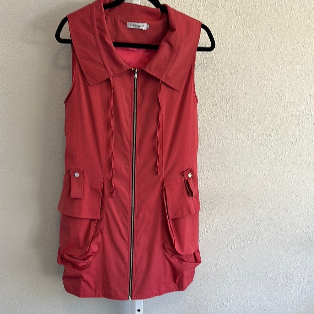 Dzhavael Couture Red Sleeveless Jacket vest XL France